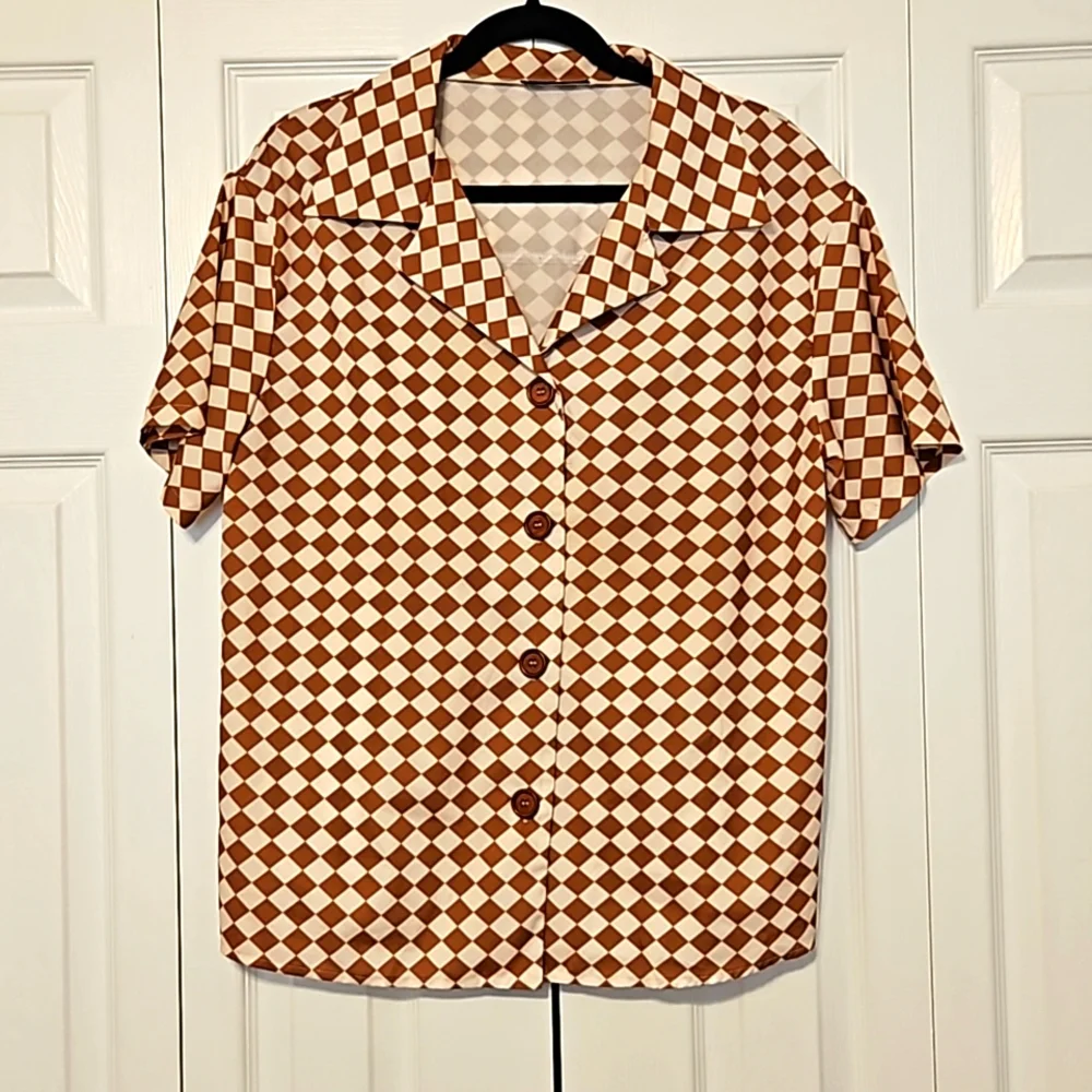 Shein Checkered Blouse - Picture 1 of 3